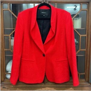 Lafayette 148 New York Red Wool Blazer Jacket size 14